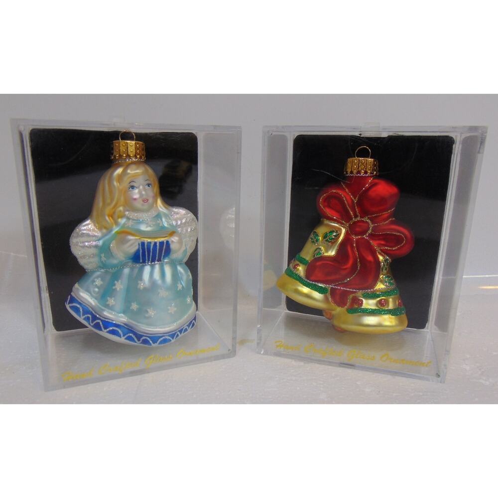 Vintage Glass Ornaments Christmas Hand Crafted Angel Bells Unique Treasures